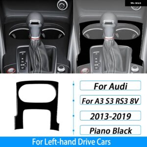 アウディ A3 S3 RS3 8V 2013-2019 カーボンウォーターカップ ホルダー サラウンド パネル トリム カバー インテリア アクセサリー ステッカー - Piano Black