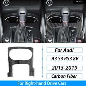 アウディ A3 S3 RS3 8V 2013-2019 カーボンウォーターカップ ホルダー サラウンド パネル トリム カバー インテリア アクセサリー ステッカー - Black Carbon Fiber2