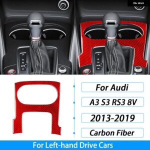 アウディ A3 S3 RS3 8V 2013-2019 カーボンウォーターカップ ホルダー サラウンド パネル トリム カバー インテリア アクセサリー ステッカー - red carbon fiber