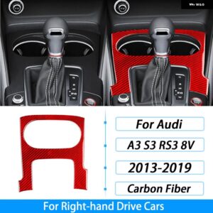 アウディ A3 S3 RS3 8V 2013-2019 カーボンウォーターカップ ホルダー サラウンド パネル トリム カバー インテリア アクセサリー ステッカー - Red Carbon Fiber3