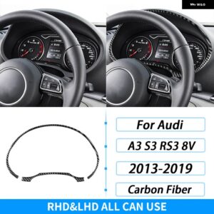 アウディ A3 S3 RS3 8V 2013-2019 カーボン ダッシュボード スピード メーター サラウンド パネル カバー カー インテリア アクセサリー ステッカー - Black Carbon Fiber
