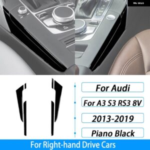 アウディ A3 S3 RS3 8V 2013-2019 カーボンセンター コンソール ギア シフト 両側カバー インテリア アクセサリー ステッカー - Piano Black4