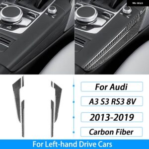 アウディ A3 S3 RS3 8V 2013-2019 カーボンセンター コンソール ギア シフト 両側カバー インテリア アクセサリー ステッカー - Black Carbon Fiber