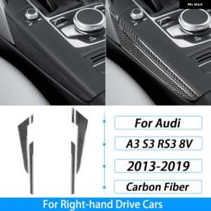 アウディ A3 S3 RS3 8V 2013-2019 カーボンセンター コンソール ギア シフト 両側カバー インテリア アクセサリー ステッカー - Black Carbon Fiber2