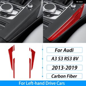 アウディ A3 S3 RS3 8V 2013-2019 カーボンセンター コンソール ギア シフト 両側カバー インテリア アクセサリー ステッカー - red carbon fiber