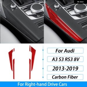 アウディ A3 S3 RS3 8V 2013-2019 カーボンセンター コンソール ギア シフト 両側カバー インテリア アクセサリー ステッカー - Red Carbon Fiber3