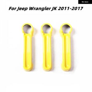 ジープ ラングラー JK 2011-2017 カーボン スタイル アウター チェンハンドルシェルカー スタイリング アクセサリー ABS ドアハンドル ステッカー - Yellow