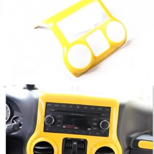 ジープ カーナビゲーション コントロール パネル デコレーション ステッカー ラングラー JK 2011-2017 アクセサリーカーボン スタイリング モールディング - yellow
