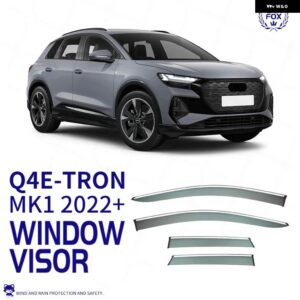 アウディ ウィンドウバイザー Q4 E-TRON 2022-2025 レインガードルーフ日雨 シェード ベントバイザー スポイラー ウイング シェルター日よけアクセサリー - Silver bright bar