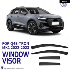 アウディ ウィンドウバイザー Q4 E-TRON 2022-2025 レインガードルーフ日雨 シェード ベントバイザー スポイラー ウイング シェルター日よけアクセサリー - Silver bright bar2