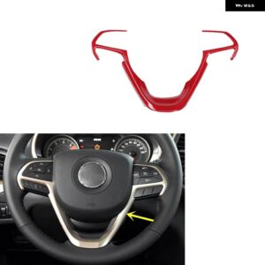 ジープ チェロキー 2014-16 プラスチック レッドカーボン スタイル 装飾 アクセサリー インテリア ギアカバー トリム ステッカー - steering　wheel
