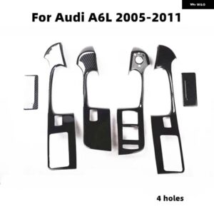 アウディ A6L A6 L 38657 アクセサリーカーボン 装飾 WINDOWS コントロール パネル ステッカー ABS - 4 round holes