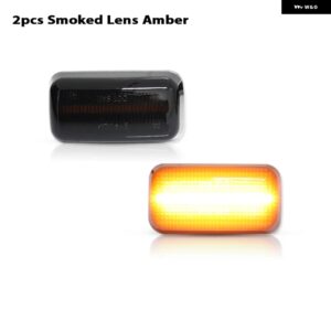 シボレー アンバー/レッド フル LED デュアル リア フェンダー マーカー ライト 2015 年以降の GMC 2500HD 3500HD ダ - 2pc Smoked Amber