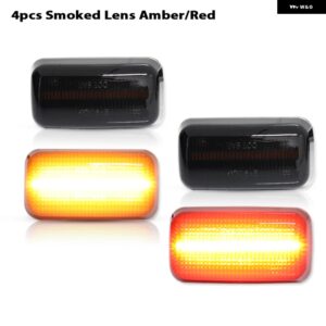 シボレー アンバー/レッド フル LED デュアル リア フェンダー マーカー ライト 2015 年以降の GMC 2500HD 3500HD ダ - 4pc Smoked Amber Red