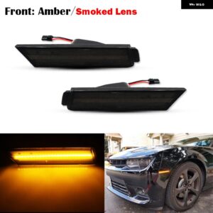 シボレー フロント/アンプリアサイドマーカー ランプ アンバー/ホワイトレッド 2010-2015 カマロ フロントバンパー LED フェンダー/ - 2pc Front Amber3
