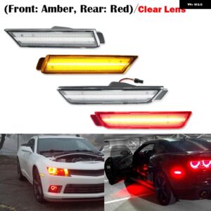 シボレー フロント/アンプリアサイドマーカー ランプ アンバー/ホワイトレッド 2010-2015 カマロ フロントバンパー LED フェンダー/ - 4pc Front Rear