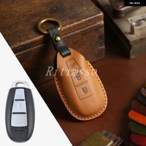 スズキ 3ボタン レザーカーリモートキーシェルカバー ケース V ITARA スウィフトイグニスキザシ SX4 バレーノ ERTIGA 2016- - brown
