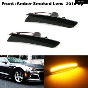 シボレー アンバー/レッドフロント/リアバンパー フル LED サイドマーカー ライト キット カマロ OEM ウィンカーライト /ドライビングラ - 2016-up Smoked Amber
