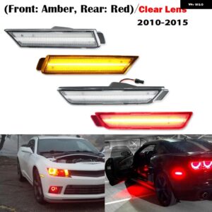 シボレー アンバー/レッドフロント/リアバンパー フル LED サイドマーカー ライト キット カマロ OEM ウィンカーライト /ドライビングラ - 10-15 Amber Red