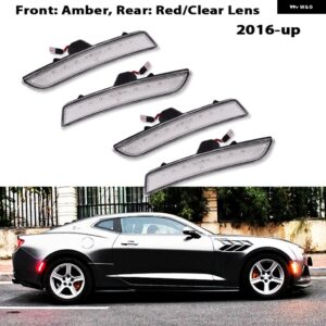 シボレー アンバー/レッドフロント/リアバンパー フル LED サイドマーカー ライト キット カマロ OEM ウィンカーライト /ドライビングラ - 2016-up Amber Red