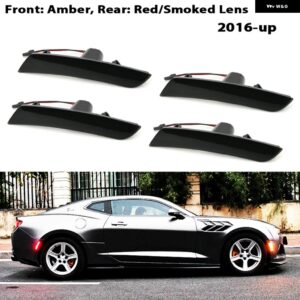 シボレー アンバー/レッドフロント/リアバンパー フル LED サイドマーカー ライト キット カマロ OEM ウィンカーライト /ドライビングラ - 2016-up Amber Red2