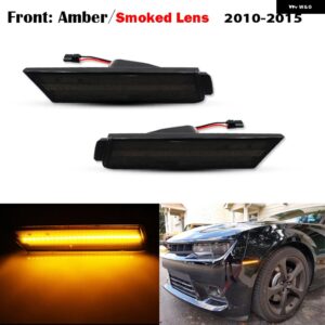 シボレー アンバー/レッドフロント/リアバンパー フル LED サイドマーカー ライト キット カマロ OEM ウィンカーライト /ドライビングラ - 10-15 Smoked Amber