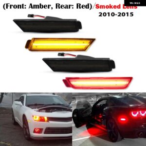 シボレー アンバー/レッドフロント/リアバンパー フル LED サイドマーカー ライト キット カマロ OEM ウィンカーライト /ドライビングラ - 10-15 Amber Red