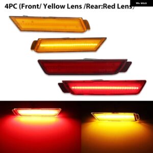 シボレー 2010-2015 カマロ フロント/リア フルサイド マーカー ライト 12V アンバー/レッド 合計96個のSMD LED搭載 カス - 4pc Front Rear