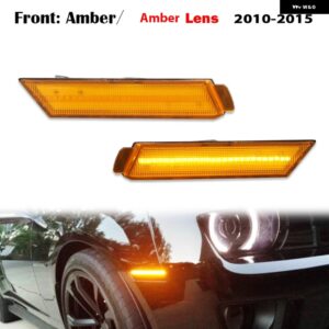 シボレー 2010-2015 カマロ フロント/リア フルサイド マーカー ライト 12V アンバー/レッド 合計96個のSMD LED搭載 カス - 2PC Front Amber