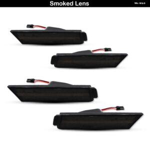 シボレー 2010-2015 カマロ フロント/リア フルサイド マーカー ライト 12V アンバー/レッド 合計96個のSMD LED搭載 カス - 4pc Smoked Lens