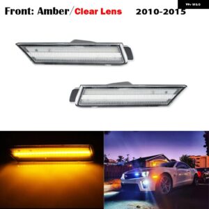 シボレー 2010-2015 カマロ フロント/リア フルサイド マーカー ライト 12V アンバー/レッド 合計96個のSMD LED搭載 カス - 2PC Front Amber3