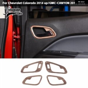 シボレー 木目調車内 装飾 カバー アクセサリー コロラド 2014 2015 2016 アップ GMC キャニオン 2014-2022 カスタム - Inner door handle