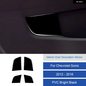シボレー ソニック 2012-16 カーボン/PVC 車内ソフトトリム ドア 装飾 ステッカー カバー カスタムパーツ アクセサリー 交換用部品 - 25C