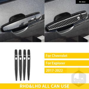 シボレー エクスプローラー 2017-22 アクセサリーカーボン車アウタードアハンドルトリム ステッカー スタイリング カスタムパーツ アクセサ - 16 BLACK