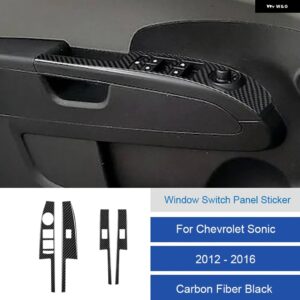 シボレー LHD ソニック 2012-16 カーボン/PVC 車内ソフトトリム ウィンドウ スイッチパネルステッカー カバー カスタムパーツ アク - 17A LHD
