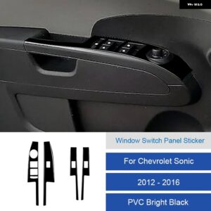 シボレー LHD ソニック 2012-16 カーボン/PVC 車内ソフトトリム ウィンドウ スイッチパネルステッカー カバー カスタムパーツ アク - 17C LHD