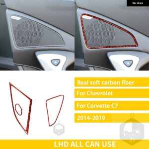 シボレー コルベット C7 2014-19 アクセサリーカーボン車内ドアホーンフレームトリム ステッカー カスタムパーツ アクセサリー 交換用部品 - 1 red