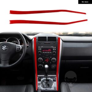 スズキ グランドビターラ 2006-2013 アクセサリーカーボン車内中央制御サイドストリップトリム ステッカー 装飾 カスタムパーツ アクセサリ - red