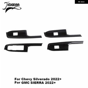 シボレー 窓リフトボタンパネル 装飾 カバー シルバラード GMC シエラ 2019-24 カスタムパーツ アクセサリー 交換用部品 互換品 - Black Wood Grain 2