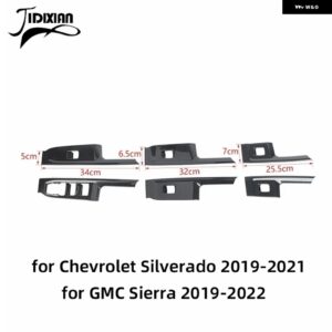 シボレー 窓リフトボタンパネル 装飾 カバー シルバラード GMC シエラ 2019-24 カスタムパーツ アクセサリー 交換用部品 互換品 - carbon fiber grain 3