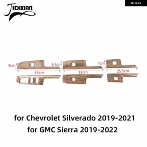 シボレー 窓リフトボタンパネル 装飾 カバー シルバラード GMC シエラ 2019-24 カスタムパーツ アクセサリー 交換用部品 互換品 - wood grain 3