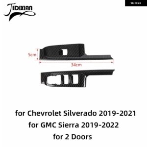 シボレー 窓リフトボタンパネル 装飾 カバー シルバラード GMC シエラ 2019-24 カスタムパーツ アクセサリー 交換用部品 互換品 - carbon fiber grain 4