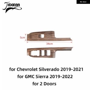 シボレー 窓リフトボタンパネル 装飾 カバー シルバラード GMC シエラ 2019-24 カスタムパーツ アクセサリー 交換用部品 互換品 - wood grain 4