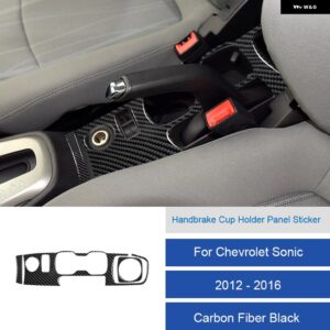 シボレー LHD ソニック 2012-16 カーボン PVC 車内ソフトトリム ハンドブレーキカップホルダーパネルステッカー カスタムパーツ アク - 24A