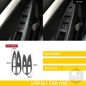 インフィニティ G35 2007-2008 G37 2008-2013 G25 アクセサリーカーボン自動インテリア ドアリフトパネル カバー トリム ステッカー セット - black B LHD