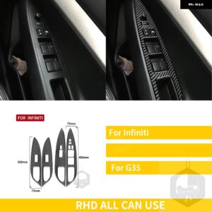 インフィニティ G35 2007-2008 G37 2008-2013 G25 アクセサリーカーボン自動インテリア ドアリフトパネル カバー トリム ステッカー セット - black B RHD