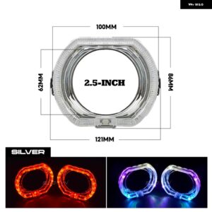 RGB LED エンジェルアイシュラウド ダイナミック ウィンカー シーケンシャルフローベゼル 2.5/3.0インチ バイキセノンバイ LED プロジェクタ - 2.5 Silver Shrouds