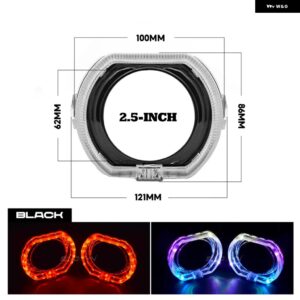 RGB LED エンジェルアイシュラウド ダイナミック ウィンカー シーケンシャルフローベゼル 2.5/3.0インチ バイキセノンバイ LED プロジェクタ - 2.5 Black Shrouds