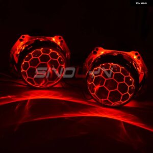 3インチ バイキセノンレンズ H4 ヘッドライト ハニカム HELLA 3R D2S D2H エッチングプロジェクターランプ RGB デビルアイライト カスタム - With Red Devil