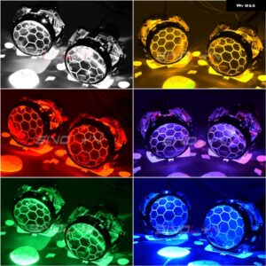 3インチ バイキセノンレンズ H4 ヘッドライト ハニカム HELLA 3R D2S D2H エッチングプロジェクターランプ RGB デビルアイライト カスタム - With RGB Devil